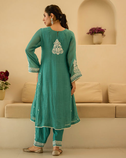 Rama Green – Dori Embroidered A-Line Suit Set